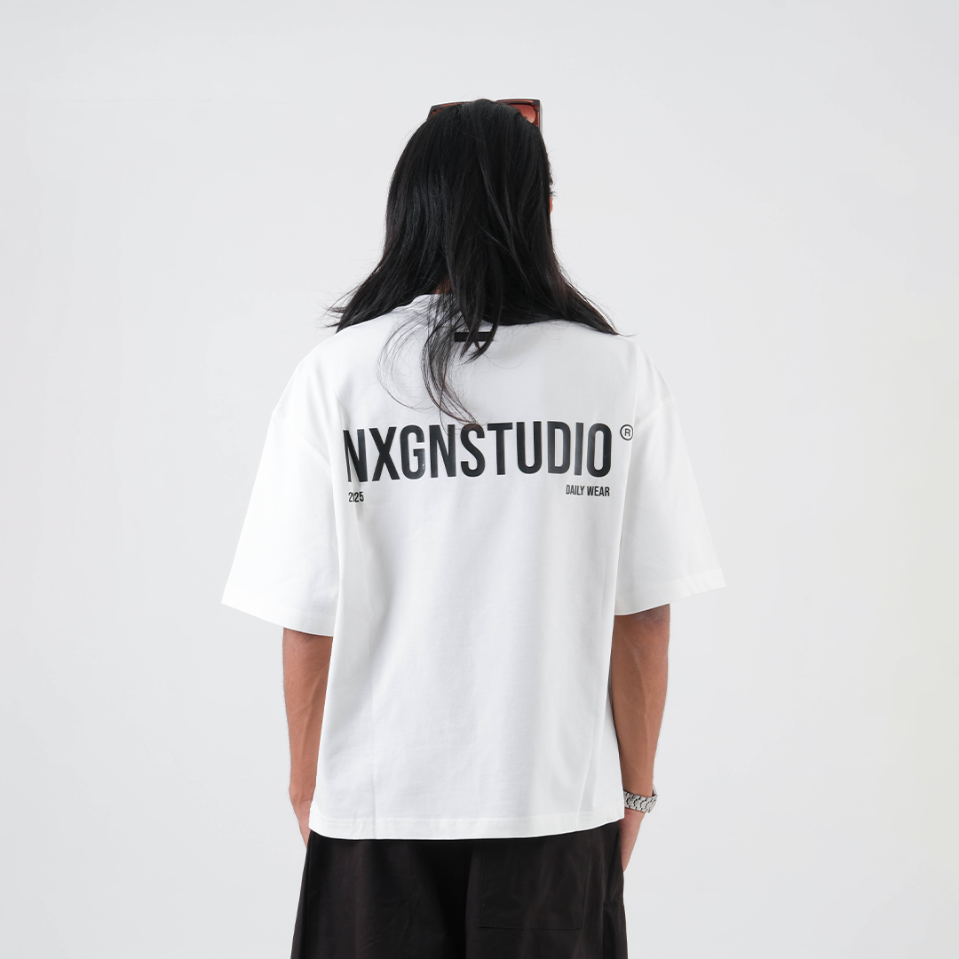 Rubber Printed Boxy - White