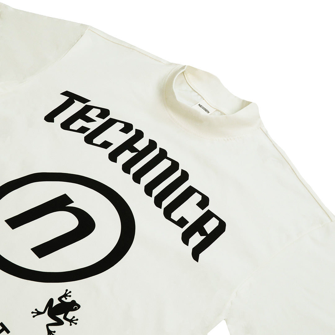 Big graphic Mock Neck Boxy Tee