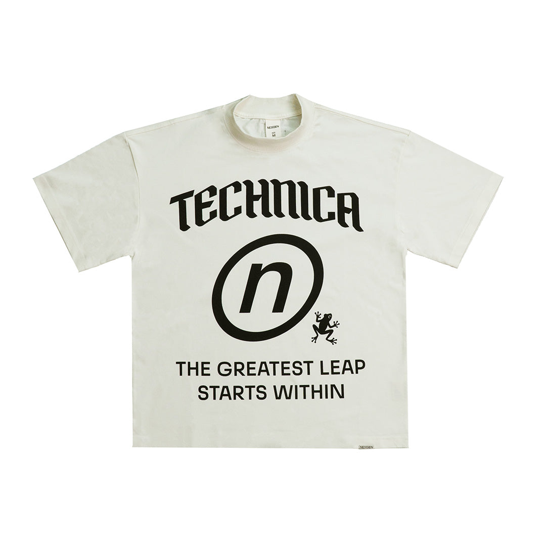 Big graphic Mock Neck Boxy Tee