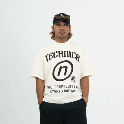 Big graphic Mock Neck Boxy Tee