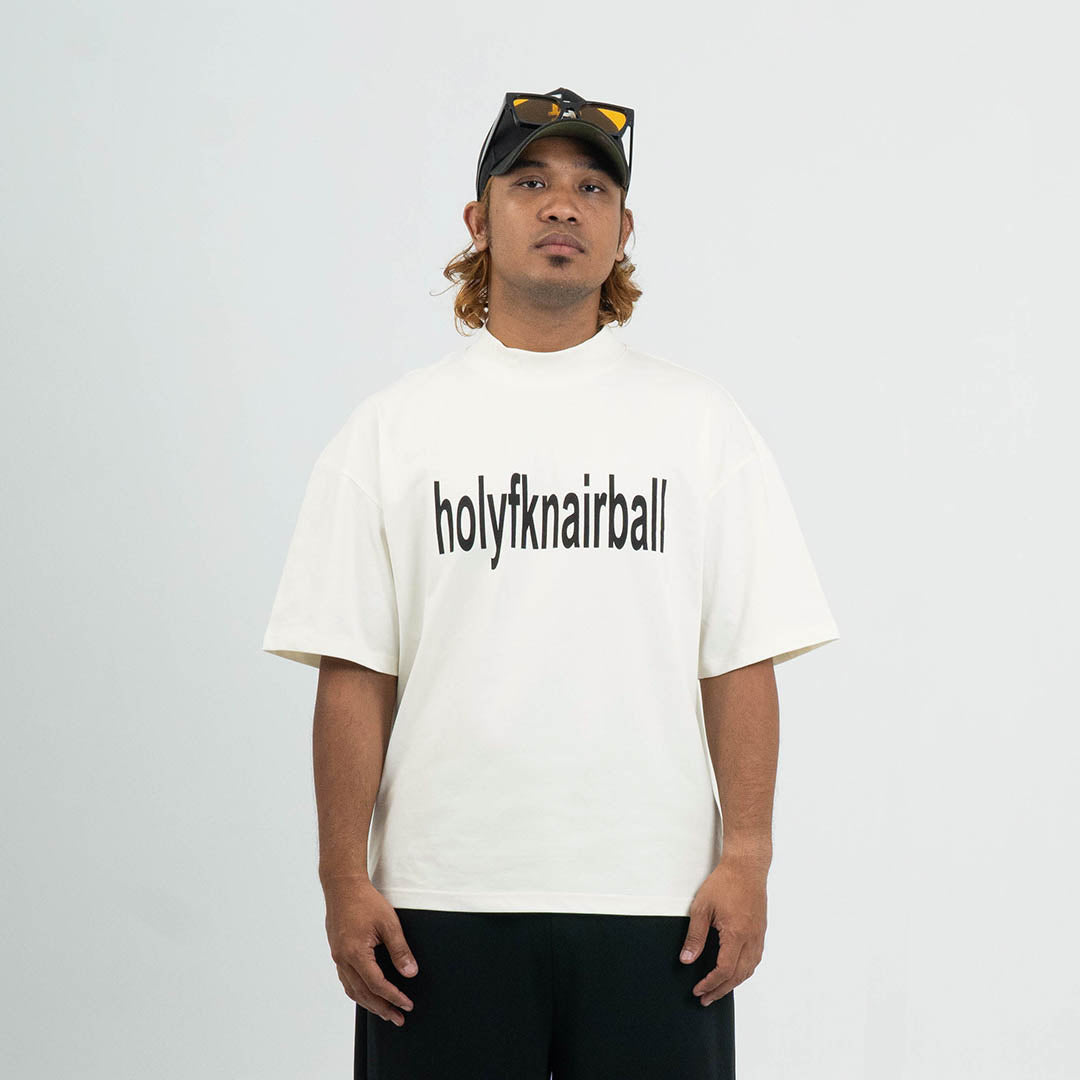 ⁠Holyfknairball Mock Neck Boxy Tee